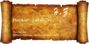 Hacker Zalán névjegykártya